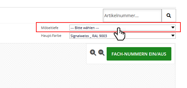 Auswahl der Möbeltiefe