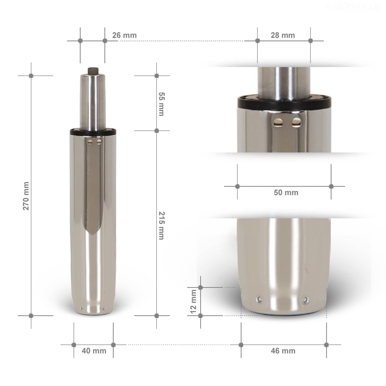 Top Gasdruckfeder Chrom mit 120mm Hub