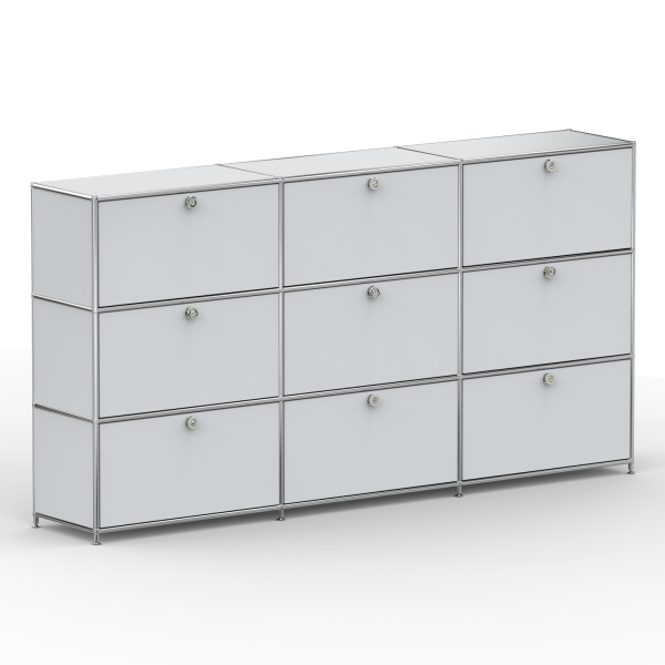 Highboard 03003 - 9 x Klappe Metall lichtgrau