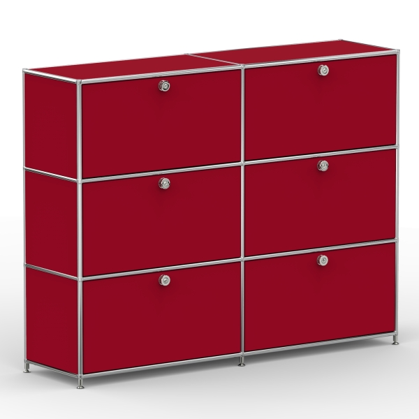 Highboard 03102 - 6 x Schublade Metall rubinrot