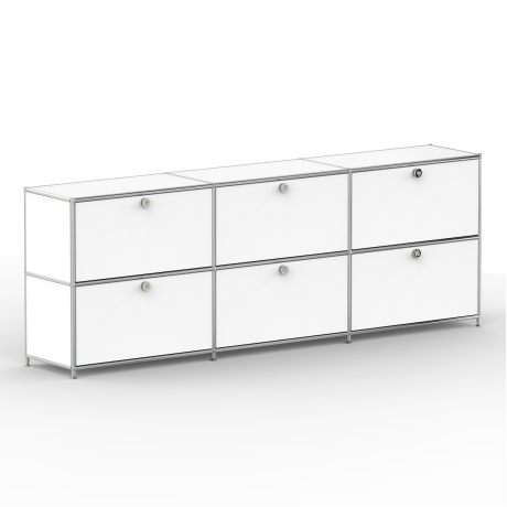 Sideboard 02003 - 6 x Klappe - Metall - Signalweiss (RAL 9003)