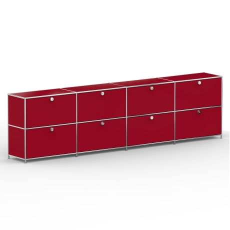 Sideboard 02104 - 8 x Schublade - Metall - Rubinrot (RAL 3003)