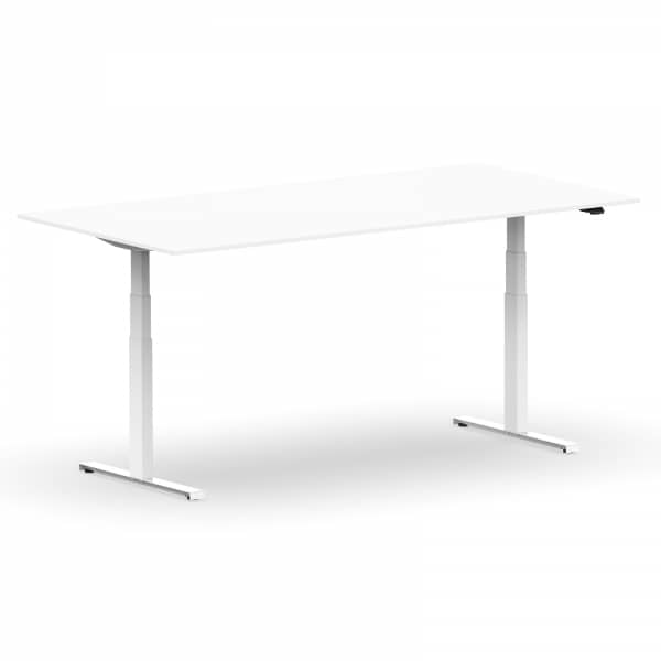 Bürotisch Besprechungs Tisch Tische Legno 180 x 100 MDF weiß Edelstahl gebürstet 