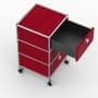Rollcontainer - Design 40cm - 3xES (AWR) - Metall - Rubinrot (RAL 3003)