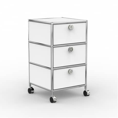 Rollcontainer Design 40cm - 3xES (AWR) - Metall - Signalweiss (RAL 9003)