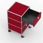 Rollcontainer - Design 40cm - 3xES (AHR) - Metall - Rubinrot (RAL 3003)