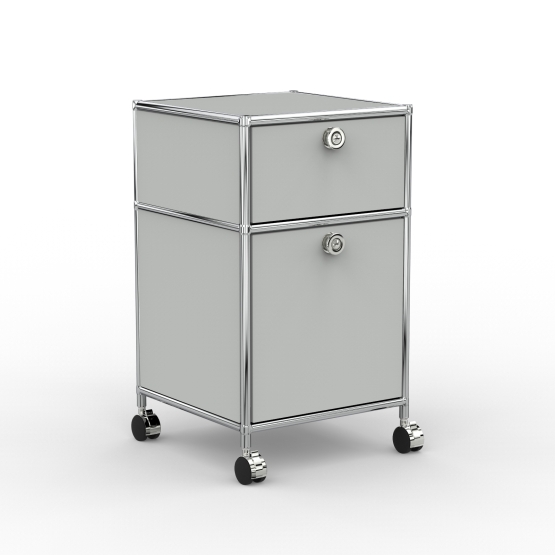 Rollcontainer Design 40cm - 1xES 1xHG (AWR) - Metall - Lichtgrau (RAL 7035)