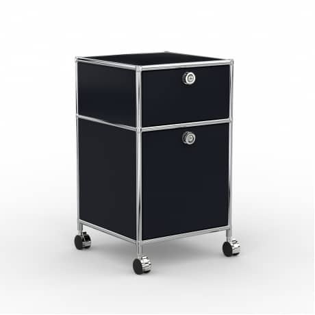 Rollcontainer - Design 40cm - 1xES 1xHG (AWR) - Metall - Graphitschwarz (RAL 9011)