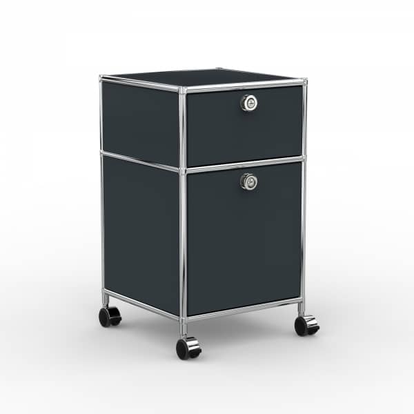 Rollcontainer - Design 40cm - 1xES 1xHG (AHR) - Metall - Anthrazitgrau (RAL 7016)