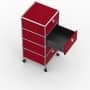 Rollcontainer - Design 40cm - 4xES (AWR) - Metall - Rubinrot (RAL 3003)