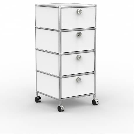 Rollcontainer - Design 40cm - 4xES (AWR) - Metall - Signalweiss (RAL 9003)