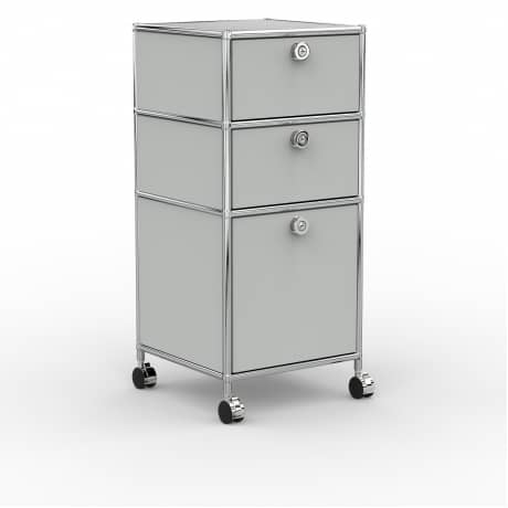 Rollcontainer - Design 40cm - 2xES 1xES2 (AWR) - Metall - Lichtgrau (RAL 7035)