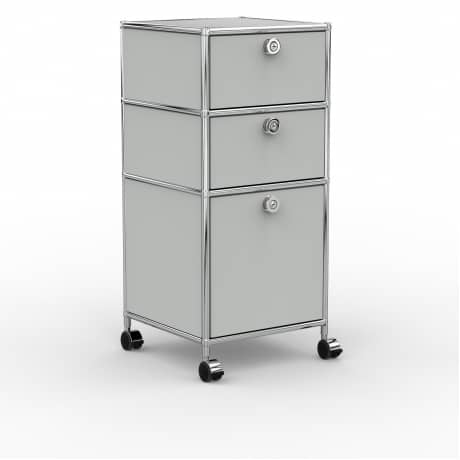 Rollcontainer Design 40cm - 2xES 1xES2 (AHR) - Metall - Lichtgrau (RAL 7035)