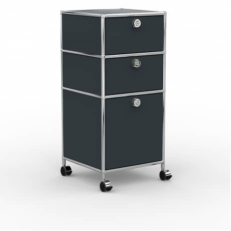 Rollcontainer - Design 40cm - 2xES 1xHG (AHR) - Metall - Anthrazitgrau (RAL 7016)
