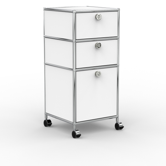 Rollcontainer - Design 40cm - 2xES 1xHG (AHR) - Metall - Signalweiss (RAL 9003)