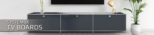Großes Lowboard in Anthrazit - modernes Büro TV-Board aus Metall