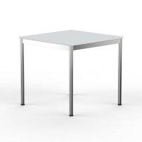 Schreibtisch Konferenztisch VST1 - 75 x 75 cm 19mm Lichtgrau ABS Weiss Ohne Kabeldurchlass