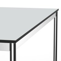 Schreibtisch Konferenztisch VST1 - 75 x 75 cm 19mm Lichtgrau ABS Weiss Hinten Links + Mitte