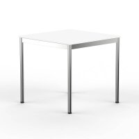 Schreibtisch Konferenztisch VST1 - 80 x 80 cm 16mm Weiss ABS Lichtgrau Hinten Links + Mitte + Rechts