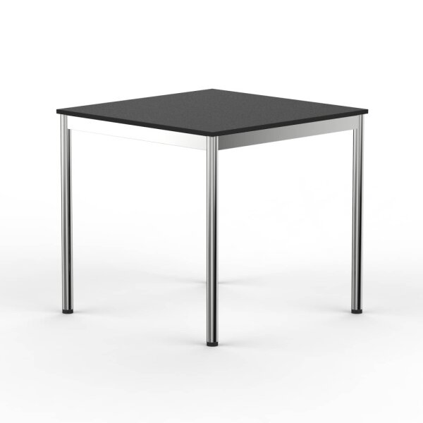 Schreibtisch Konferenztisch VST1 - 80 x 80 cm 19mm Schwarz ABS Lichtgrau Hinten Links + Mitte + Rechts