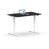 Elektrischer Schreibtisch VES1 - 140 x 80 cm 16mm Tischplatte Schwarz ABS Schwarz Gestell Weiss Ohne Kabeldurchlass Ohne Kabelkanal