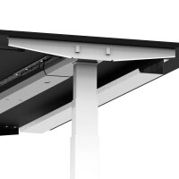 Elektrischer Schreibtisch VES1 - 140 x 80 cm 16mm Tischplatte Schwarz ABS Schwarz Gestell Weiss Ohne Kabeldurchlass Ohne Kabelkanal