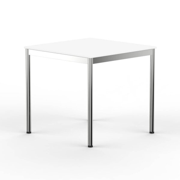 Schreibtisch Konferenztisch VST1 - 90 x 90 cm 16mm Weiss ABS Weiss Hinten Links