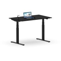 Elektrischer Schreibtisch VES1 - 140 x 90 cm 16mm Tischplatte Schwarz ABS Schwarz Gestell Schwarz Ohne Kabeldurchlass Ohne Kabelkanal