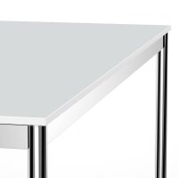 Schreibtisch Konferenztisch VST1 - 90 x 90 cm 16mm Lichtgrau ABS Schwarz Hinten Links + Mitte + Rechts