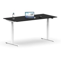 Elektrischer Schreibtisch VES1 - 150 x 80 cm 16mm Tischplatte Schwarz ABS Schwarz Gestell Weiss Ohne Kabeldurchlass Ohne Kabelkanal