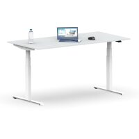 Elektrischer Schreibtisch VES1 - 150 x 80 cm 16mm Tischplatte Lichtgrau ABS Schwarz Gestell Weiss Ohne Kabeldurchlass Ohne Kabelkanal