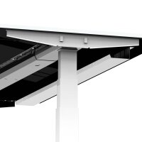 Elektrischer Schreibtisch VES1 - 150 x 80 cm 16mm Tischplatte Lichtgrau ABS Schwarz Gestell Weiss Ohne Kabeldurchlass Ohne Kabelkanal