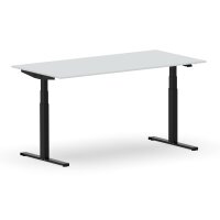 Elektrischer Schreibtisch VES1 - 150 x 90 cm 16mm Tischplatte Lichtgrau ABS Weiss Gestell Schwarz Ohne Kabeldurchlass Ohne Kabelkanal