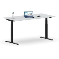 Elektrischer Schreibtisch VES1 - 150 x 90 cm 16mm Tischplatte Lichtgrau ABS Weiss Gestell Schwarz Ohne Kabeldurchlass Ohne Kabelkanal