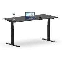 Elektrischer Schreibtisch VES1 - 160 x 75 cm 16mm Tischplatte Schwarz ABS Lichtgrau Gestell Schwarz Ohne Kabeldurchlass Ohne Kabelkanal