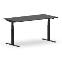 Elektrischer Schreibtisch VES1 - 160 x 90 cm 16mm Tischplatte Schwarz ABS Lichtgrau Gestell Schwarz Ohne Kabeldurchlass Ohne Kabelkanal
