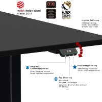 Elektrischer Schreibtisch VES1 - 160 x 100 cm 16mm Tischplatte Schwarz ABS Schwarz Gestell Schwarz Ohne Kabeldurchlass Ohne Kabelkanal