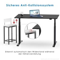 Elektrischer Schreibtisch VES1 - 160 x 100 cm 16mm Tischplatte Schwarz ABS Schwarz Gestell Schwarz Ohne Kabeldurchlass Ohne Kabelkanal