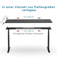 Elektrischer Schreibtisch VES1 - 160 x 100 cm 16mm Tischplatte Schwarz ABS Schwarz Gestell Schwarz Ohne Kabeldurchlass Ohne Kabelkanal
