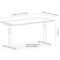 Elektrischer Schreibtisch VES1 - 180 x 75 cm 16mm Tischplatte Schwarz ABS Schwarz Gestell Schwarz Ohne Kabeldurchlass Ohne Kabelkanal