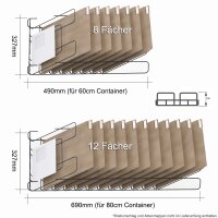 Schrägablage 8 Fächer (für Container 60cm) - Stahldraht - Aluminium Optik