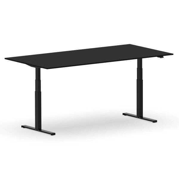 Elektrischer Schreibtisch VES1 - 180 x 80 cm 16mm Tischplatte Schwarz ABS Schwarz Gestell Schwarz Ohne Kabeldurchlass Ohne Kabelkanal