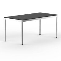 Schreibtisch Konferenztisch VST1 - 100 x 70 cm 19mm Schwarz ABS Schwarz Hinten Links Ohne Kabelkanal