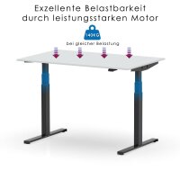 Elektrischer Schreibtisch VES1 - 200 x 80 cm 16mm Tischplatte Lichtgrau ABS Weiss Gestell Schwarz Ohne Kabeldurchlass Ohne Kabelkanal