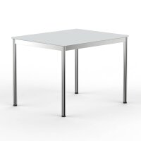 Schreibtisch Konferenztisch VST1 - 100 x 75 cm 19mm Lichtgrau ABS Schwarz Hinten Links + Mitte + Rechts Ohne Kabelkanal