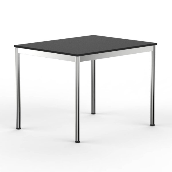 Schreibtisch Konferenztisch VST1 - 100 x 80 cm 16mm Schwarz ABS Lichtgrau Hinten Mitte + Rechts Ohne Kabelkanal