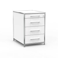 Standcontainer 05601 - 60cm - 4 Schubladen Holz Weiss Schloss 099