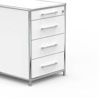 Standcontainer 05601 - 60cm - 4 Schubladen Holz Weiss Schloss 099