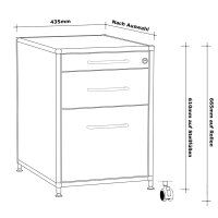 Standcontainer 05602 - 60cm - Hängeregistratur Holz Lichtgrau Schloss 048