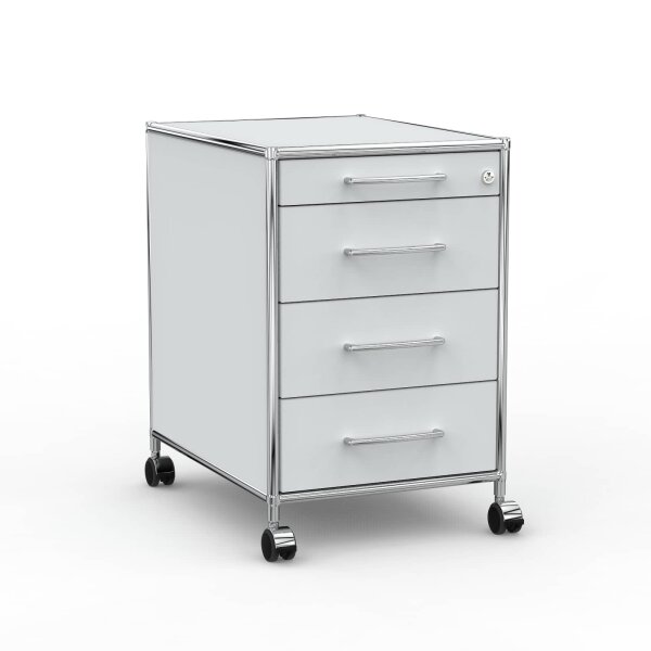 Rollcontainer 05601 - 60cm - 4 Schubladen Holz Lichtgrau Schloss 030